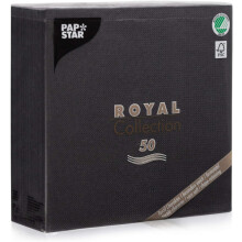 Papstar Royal Collection 10452 Serviettes with 1/4 Fold 40 x 40 cm Black Pack of 50