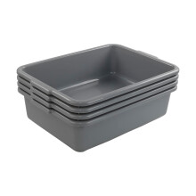Xyskin Plastic Rectangle Washing up Bowls Basins Utility Tub Trays, Grey, 4 Packs