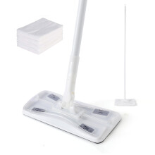 CLEANHOME Speed Mop, Clip-on Panel with 10 Wetable Dry Cloth Heads (6in x 10in) - 47.25in Threaded Attachment Pole - Front & Rear 180? Swivel Cleaning