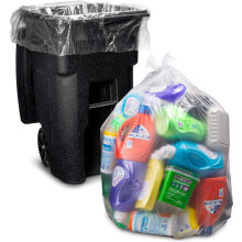 60 x Clear Recycling Bags 100 Litres Capacity Bin Liners Large Refuse Sacks Transparent Recycling Sacks