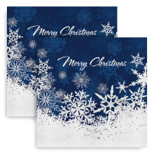 Whaline 80 Pack Christmas Paper Napkins 6.5 x 6.5 Foil Silver Snowflake Cocktail Napkins Disposable Navy Blue White Party Beverage Napkins for