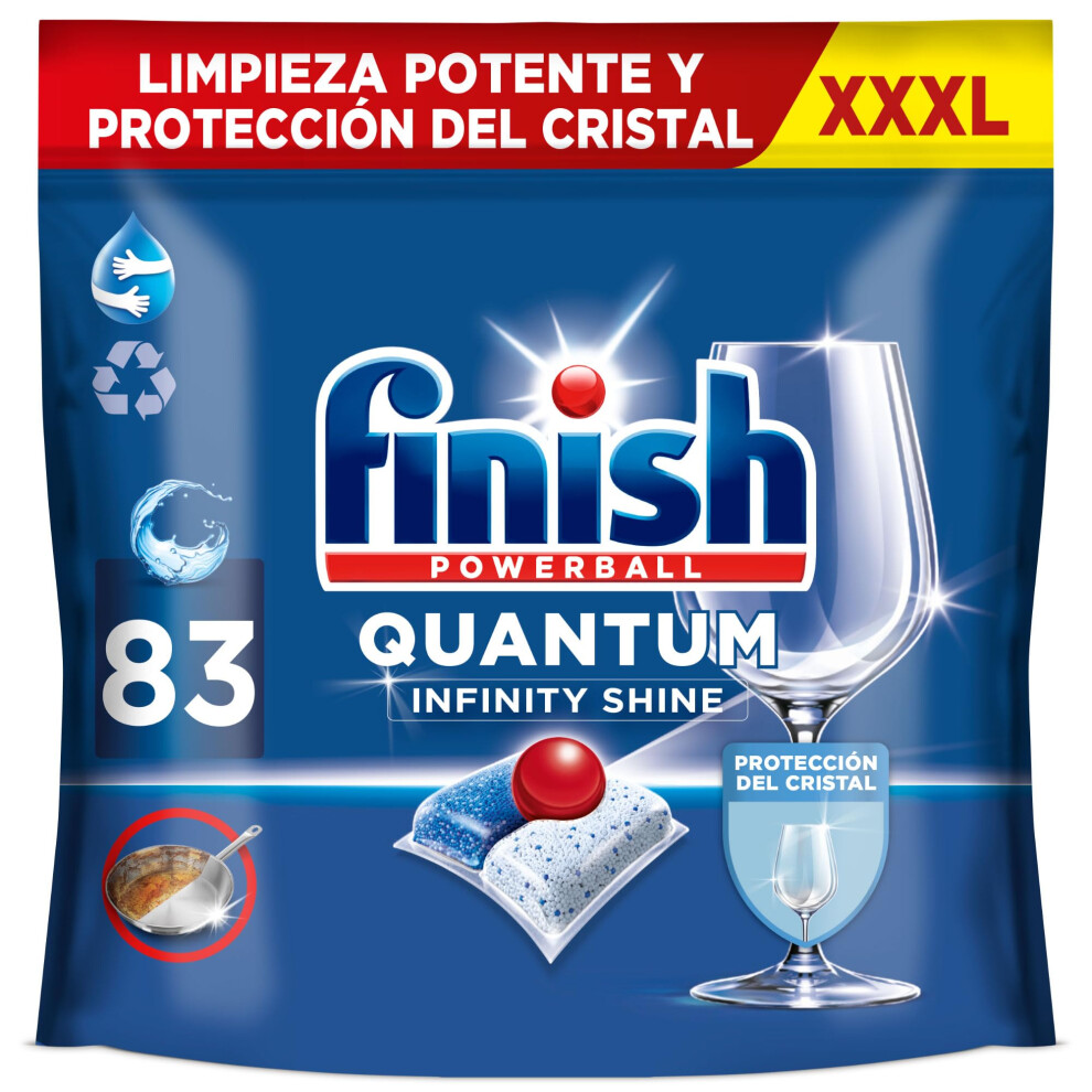 Finish Quantum Infinity Shine Dishwasher Tablets - Powerful Cleaning, Grease Dissolving Power And Shine - 83 Caps