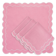 CLIO & CLOVER Linen Napkins with scalloped edge - set of 4-100% Linen napkins - Luxury design with Scalloped edge - Arrives beautifully packaged