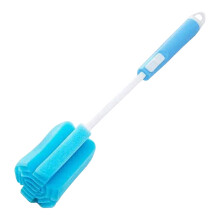 Brosse à biberon avec long manche réglable et éponge bleue