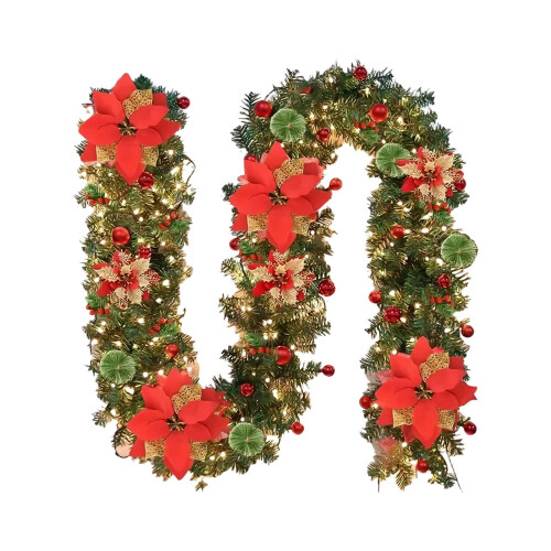 Guirlanda de Natal em PVC com Mistura de Agulhas de Pinheiro, 70,9 x 11,8 polegadas, Material para Decoração de Porta e Árvore de Natal 1