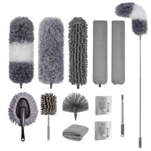 12 Pcs Feather Duster, Microfibre Feather Duster Bendable Extendable Washable Cobweb Duster with 100 inches Long Telescopic Duster, for Cleaning