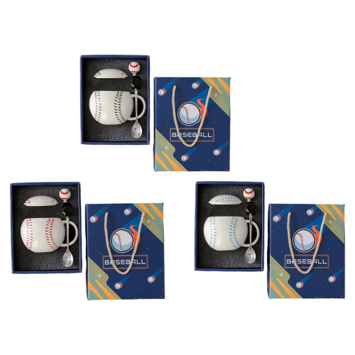 Baseball Shape Ceramic Coffee Mug 420ml Teas Cup Porcelain-Red 1