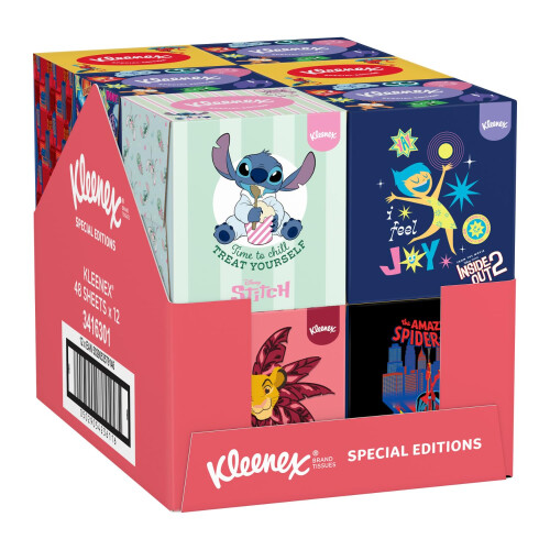 Kleenex Kleenex Disney Tissue Boxes Assorted Designs 3 Ply 12 Cube Boxes of 48 Tissues