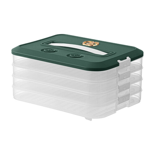 4-Layer Dumpling Freezer Case, Stackable Plastic Fridge Organizer with Lids – Compatible with Standard Refrigerators 1