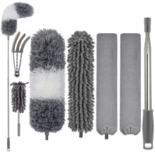 Feather Dusters for Cleaning - Extendable Duster with Telescoping Extension Pole 30 to 100 Inches, Microfiber Dusters for Cleaning Cobweb, High
