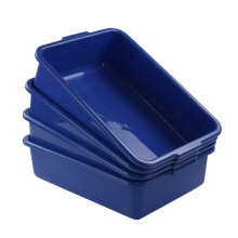 Xyskin 4-Pack Washing Up Bowls, Shallow Food Storage Tray, Plastic Bus Tub Container, Blue