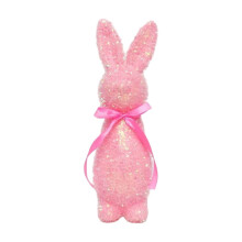 Set di 6 statuette in resina a forma di coniglietto pasquale con glitter arcobaleno