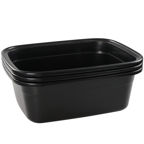 Innouse 3-Pack 16 L Plastic Washing Up Bowl Basin Rectangular, Black