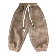 Kids' Thermal Lined Winter Pants for Boys & Girls, Warm Thickened Outdoor Joggers, Soft Playwear with Full-Length Bottoms, Khaki, 6-7 Years