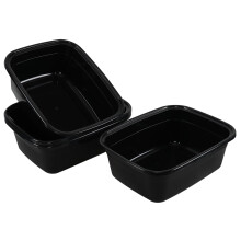 Aninhao 12 Litre Rectangular Washing Up Bowl for Sink, Black Plastic Dish Wash Basin, 4 Pack