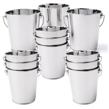 Verve Jelly 12pcs Metal Buckets Mini Chip Fry Serving Buckets Small Metallic Pails with Handle for Food Storage Iron Hanging Flower Pots Plant Pots