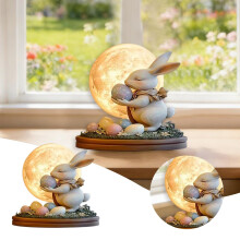 Ornement de Pâques en acrylique en forme de lapin – Décoration de bureau plate en forme de lapin
