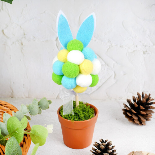 Osterhasen-Pompon-Blumentopf-Dekoration 2026 2
