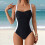 Maillot de bain une pièce ruché noir et blanc S 4