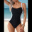 Maillot de bain une pièce ruché noir et blanc S 5