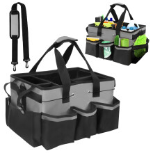 Les-Theresa Cleaning Caddy Bag, Caddy Organiser Large Gardening Tool Storage Bag with Handle, Adjustable Cleaning Products Organiser Multi Pocket