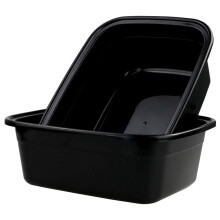 Rinboat Rectangle Plastic Washing Up Bowls,16 L Black Basins, 2-Pack