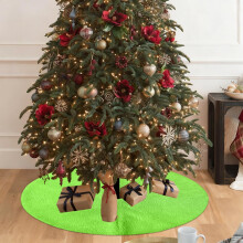 Jupe de sapin de Noël verte, 78 cm, en polyester, style rustique vintage.
