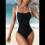 Maillot de bain une pièce ruché noir et blanc S 6