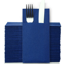 LEKOCH 50 PCS Airlaid Cutlery Napkins - Royal Blue Napkins with Pocket - Disposable Linen Feel - 40 * 40cm