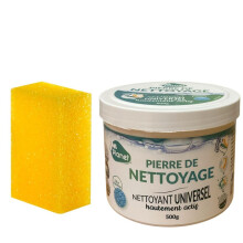 White Cleaning Stone (500 g) | White Clay for Versatile Cleaning | Cleans, Polishes and Protects + Free Sponge | Water-Repellent Effect | Suitable for