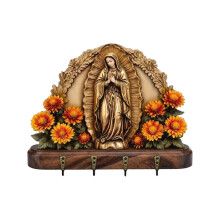Porte-clés en bois Notre-Dame de Guadalupe avec 4 crochets