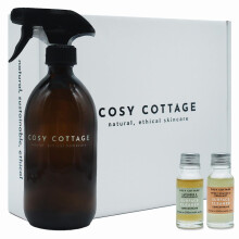 Cosy Cottage Biodegradable Cleaning Spray Starter Kit | 2 x 15ml Concentrates Makes 1L | Plant-Based Spray | Lavender & Lemongrass, Sweet Orange &