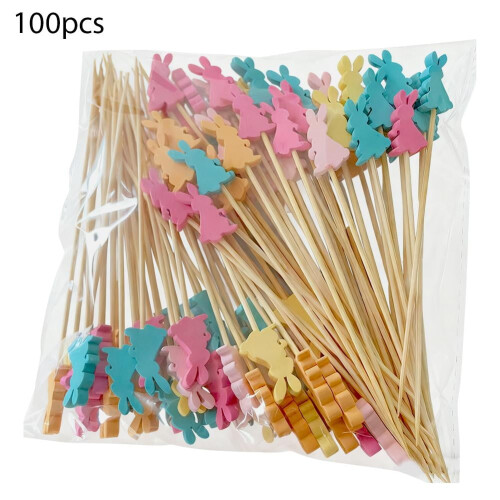 100 Paasfruitprikkers van natuurlijk hout, 12 cm