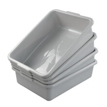 Qqbine 8 L Plastic Shallow Washing up Bowls Trays Bus Tub, Light Grey, 4 Packs
