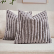 Fodere per cuscini in pelliccia sintetica, grigio chiaro, 40x40 cm, confezione da 2