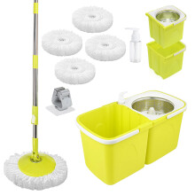 ARSUK Spin Mop and Bucket Sets - 2 Separate Stackable Buckets with 4 Microfiber Spin Mop Heads Replacement & 360? Spinnable Adjustable Height