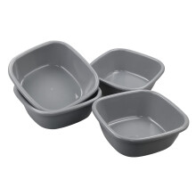 Easymanie 8 L Square Washing up Bowl, 4 Packs Small Plastic Wash Basins, Grey