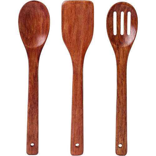 Conjunto de utensílios de cozinha de madeira de 30 cm (12 polegadas) – 3 peças