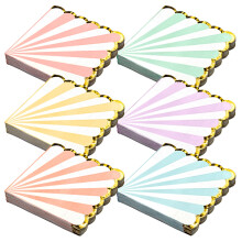 Party Paper Napkins, Striped Pastel Scalloped Edge with Gold Foil Luncheon Napkins, 3-Ply, 100-Sheets, 6.5 x 6.5 Inches