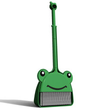 Children's Small Broom Dustpan Set Green Frog Mini Household Cleaning and Pretend Play Set