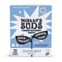 Molly?s Suds Laundry Detergent Sheets | Gentle on Sensitive Skin, Powerful Plant-Based Enzymes, Stain-Fighting | Liquidless & Plastic-Free Packaging |