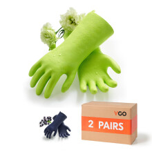 Vgo... 2 pairs Heavy Duty Cleaning Gloves Lined Nylon, Household Gloves Reuseable in TPE Latex Free, Thicker Washing Up Gloves for Kitchen Bathroom