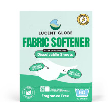 Lucent Globe Fabric Softener Sheets Eco-Friendly Ultra Concentrated Fabric Softener Biodegradable Plastic-Free Packaging Plant-Based + Enzymes (60