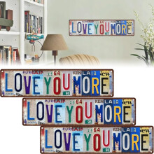 Vintage metalen wandbord met de tekst "Love you more" (16 x 4 inch)