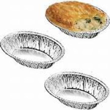 LGT Individual Oval Pie Foil Tins 4" x 5.3" x 1.3" Inch Trays Disposable Recyclable Cases Dishes Tart Fruit (100 x Pie Foils)