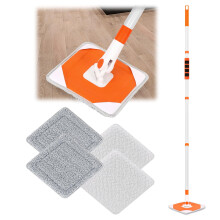 Wall Mop Skirting Board Cleaner with 142cm Long Handle with 4 Reusable Pads for Wall, Ceiling, Skirting Board, Floor