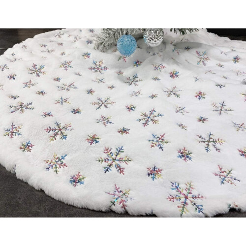 Fustă de brad de Crăciun, blană artificială, strat dublu, 90 cm