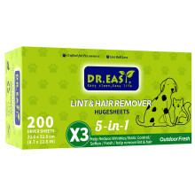 Dr.Easy LINT & HAIR REMOVER Pet HUGESHEETS with 3X Dryer Sheets, Outdoor Fresh, 200 Count,PLANT&MINERAL-BASED FORMULA