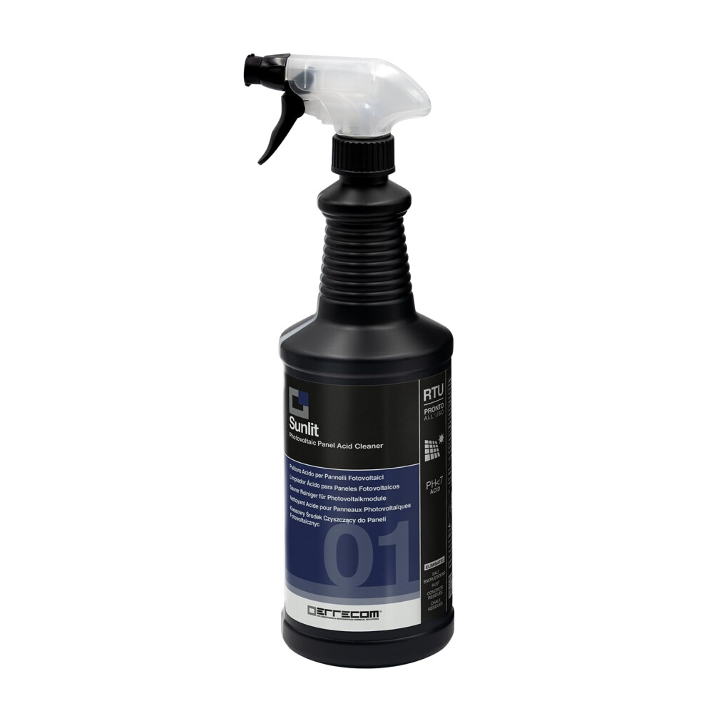 Errecom Sunlit, Acid Cleaner For Photovoltaic Panels, Ready-To-Use, 1 L Spray Bottle 5051224638321
