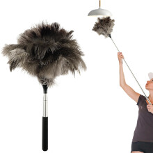 Extendable Ostrich Feather Duster with Nonslip Long Handle 43 inch Retractable Feather Dusters for Cleaning High Ceiling Fan Pendant Lamp High Ceiling